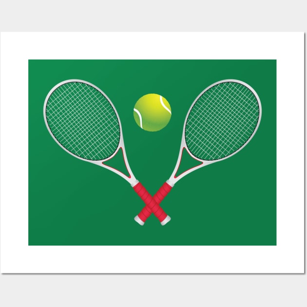 Tennis Ball and Rackets Wall Art by AnnArtshock